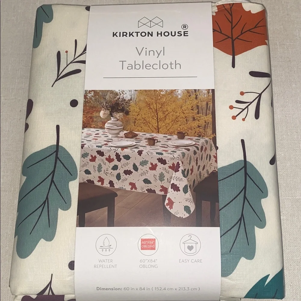 Kirkton House Leaf‎ Print Vinyl Tablecloth oblong 60”x84” New